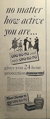 #ad ODO RO NO Spray Deoderant 24 Hour Protection Vintage Print Ad 1954 $12.77