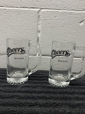 #ad vintage cheers mug stein 12oz clear black logo says cheers $13.70