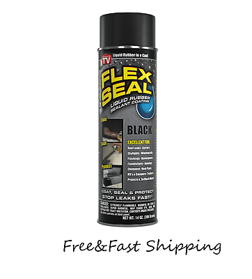 #ad Flex Seal Spray BLACK Liquid Rubber Sealant Coating 14 OZ New $14.99