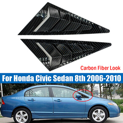 #ad Carbon Fiber Front Window Scoop Louver Cover For Honda Civic Sedan 8th 2006 2010 $23.34