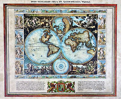 #ad Antique Reproduction Print Map of the World GLOBE $45.00