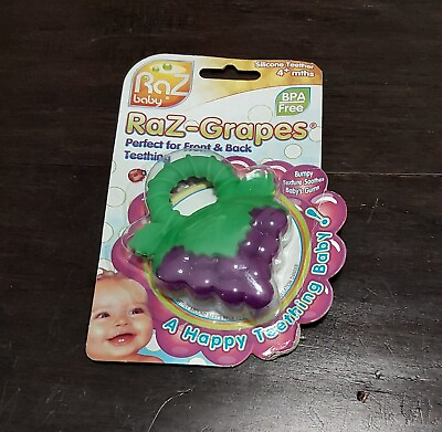 #ad Razbaby Raz Grapes Teether Teething Silicone Rubber Baby Gums Toddler Fruit Toy $6.00