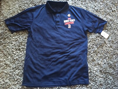 #ad A58 MLB Boston World Series Short Sleeve Blue TX3 cool Polo Shirt Men#x27;s M NWT $19.99