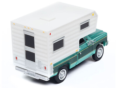 #ad 1977 Chevrolet Fleetside Pickup Truck w Camper Light Green Metallic Dark Green M $34.09