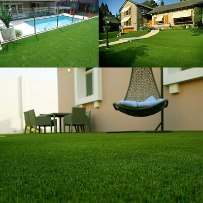 #ad 12ftx20ft Artificial Garden Turf Premium Lawn Synthetic Grass Rug Indoor Outdoor $326.01
