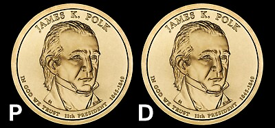 #ad 2009 P amp; D James K. Polk Presidential Dollar BU 2 Coin US Mint Set $6.49