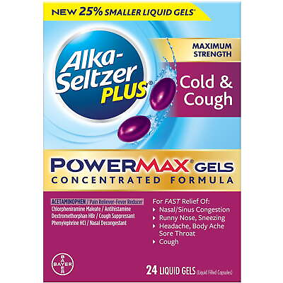 #ad Alka Seltzer Plus Maximum Strength Powermax Cold amp; Cough Liquid Gels 24 Ct $28.87