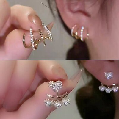 Gorgeous Crystal Zircon Flower 925Silver Earrings Stud Dangle Drop Wedding Women C $1.86