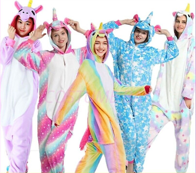 Adult Kids Olaf Fluro Unicorn Kigurumi Animal Onesie Pajamas Costume Sleepwear $27.54