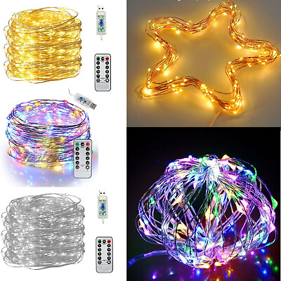 USB Twinkle LED String Fairy Lights 5 10M 50 100 200LED Copper Wire Party Remote $30.99