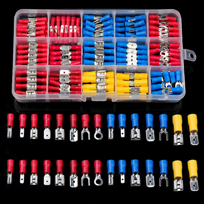 #ad 280Pcs Spade Crimp Terminal Insulated Electrical Wire Connector Assorted Kit Set $13.59