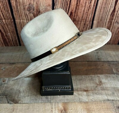Men Women Faux Felt Western Cowboy Wide Indiana Hat Tejana Vaquera Rodeo Unisex $45.09