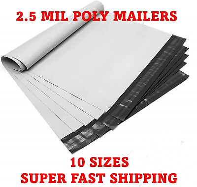 #ad POLY MAILERS SHIPPING ENVELOPES SELF SEALING PLASTIC MAILING BAGS 2.5 MIL WHITE $17.64