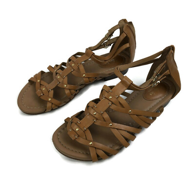 Clarks Artisan Leather Gladiator Sandals Viveca Rome Cognac Leather Size 8 $16.95