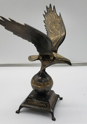 #ad Metal Eagle Statue Etched Unique Unknown Metal 8quot; Wingspan $29.90