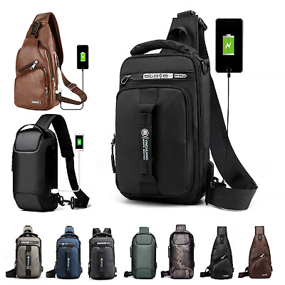#ad Anti theft Crossbody Sling Backpack Chest Bag Waterproof Daypack with USB Port $18.93