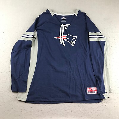 #ad New England Patriots Shirt Womens XXL Blue Long Sleeves V Neck NFL Football Tee $25.84