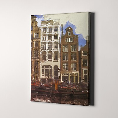 #ad Amsterdam Canvas Wall Art Print European Cities Home Decor $159.00
