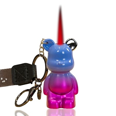 Gradient Color Cute Bear Torch Lighter with Keychain Windproof Butane Refillable $18.00