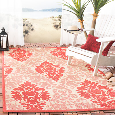 #ad SAFAVIEH Outdoor CY2714 3701 Courtyard Natural Red Rug $29.95