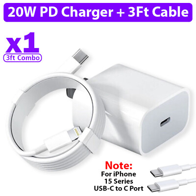 #ad OEM Original Genuine Apple iPhone 15 14 13 Charger Cable 3f6ft 20W Power Adapter $10.49