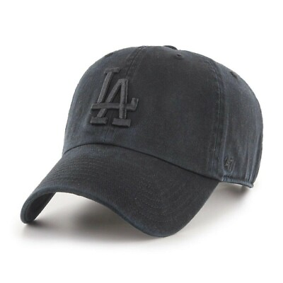 #ad #ad NWT Los Angeles Dodgers #x27;47 Brand All Black Clean Up Adjustable Cap Dad Hat LA $22.99
