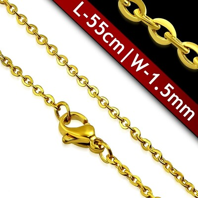 #ad Yellow Gold PVD Chain Necklace Surgical Steel Oval Link Claw Clasp 21 3 4 inches $9.99