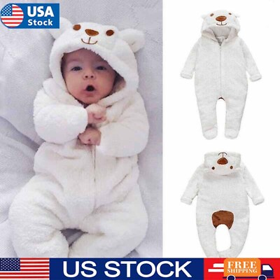 #ad Newborn Baby Romper Jumpsuit Boy Girl Kids Bear Hooded Bodysuit Clothes Outfit $15.20