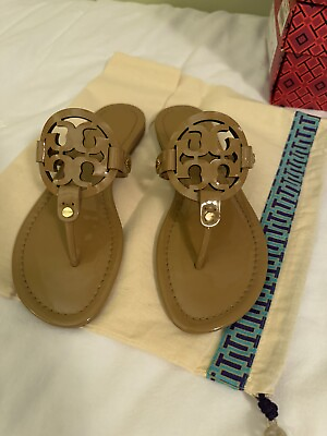 #ad Tory Burch Miller Sandals Sand Patent Color size 7 Brand New NIB Patent calf $179.00