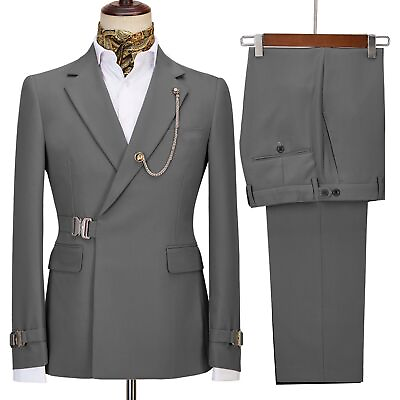 #ad 2023 New Men Double breasted Two piece Formal Wedding Suit Trousers Hot $186.41
