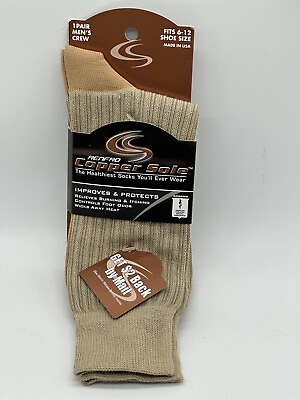 #ad NEW ONE PAIR MENS COPPER SOLE LUXURIOUS PRIME COTTON CREW COPPER SOLE USA MADE $5.99