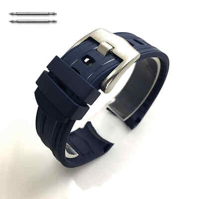 Blue Curved End Silicone Rubber Strap Replacement Watch Band #4447 $16.95