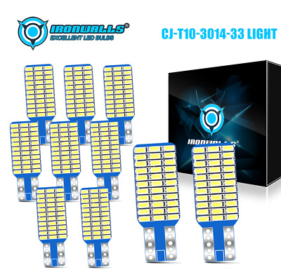 T10 LED License Plate Light Bulbs 33SMD 6000K Super Bright White 168 2825 194 $14.33