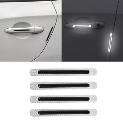 #ad 4x White Car Door Handle Edge Guard Film Reflective Sticker Strips Anti scratch $7.99