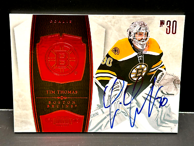 #ad Tim Thomas 2010 11 Panini Dominion Ruby Signatures Auto #10 Serial # 50 Bruins $49.95