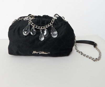 Betsey Johnson Black Quilted Bucket Bag with Drop Charms $45.00