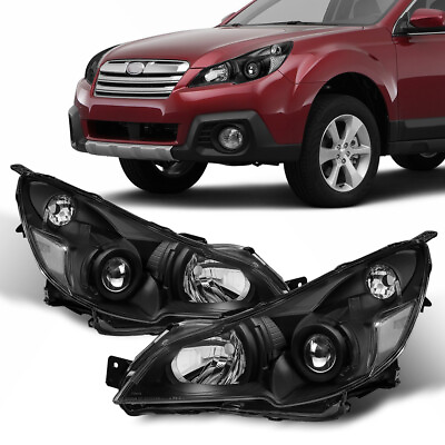 Pair Black Front Lamps Headlights Assembly For 2010 2014 Subaru Legacy Outback $153.79