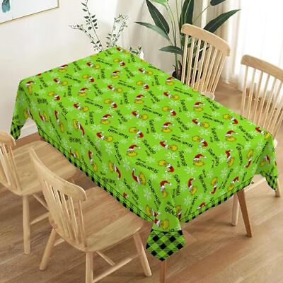 #ad Merry Grinchmas Tablecloth Xmas Green Elf Winter Holiday Party Decoration $27.30