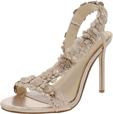 #ad Jessica Simpson Jessin Gold Leather Open Toe Flower Strap High Heel Dress Sandal $29.95