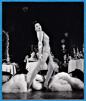 #ad photo sexy burlesque girl in elegant Strip Tease cabaret club fishnet foto 1960 $35.00