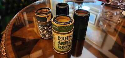#ad Edison Blue Amberol Cylinder Record Lot 4 with 2 Boxes *UNTESTED* CLEAN **RARE** $38.97