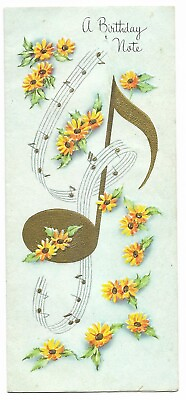#ad A Birthday Note Musical Note Theme Vintage Card $4.00
