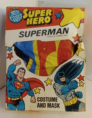 RARE 1970s BEN COOPER SUPERMAN Large 12 14 HALLOWEEN COSTUME w 1978 Bed Sheet $39.47