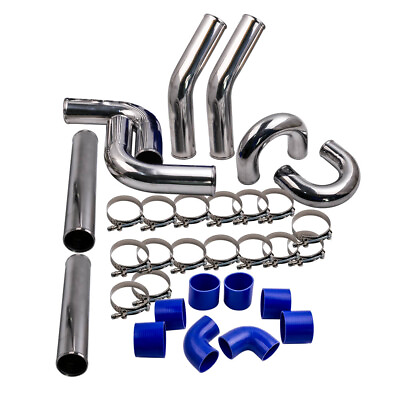 #ad Universal 3quot; Aluminum Turbo Intercooler Pipe Tube Kit w Silicone Hose Clamps $102.00
