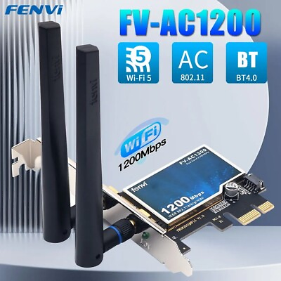 FENVI AC1200 PCI E Wireless Adapter Network Card Dual Band 2.4G 5GHz 802.11AC C $19.00