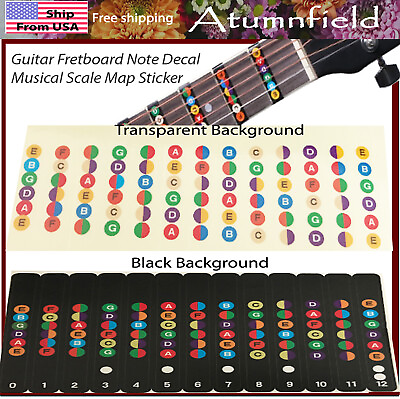 #ad Guitar Decal Fretboard Note Finger Board Musical Scale Map Sticker Trainer Learn $3.49