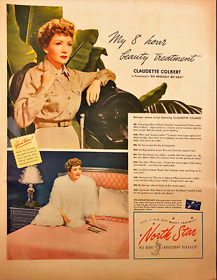 #ad North Star Wool Blankets Claudette Colbert World War II Vintage Print Ad 1943 $14.08