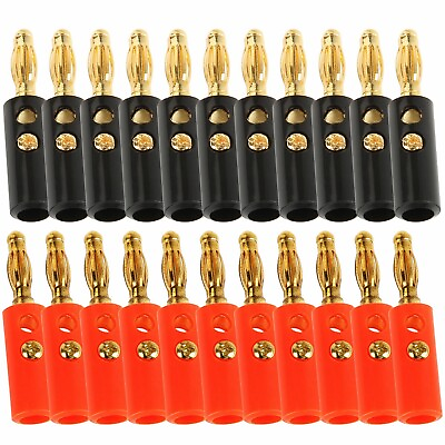 #ad 20pcs 4mm Professional High Quality Plated Speaker Cable Banana Plugs Connectors $6.19