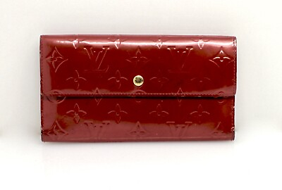 Louis Vuitton Sarah Long Wallet Vernis Leather Patent Monogram Red LV $261.25
