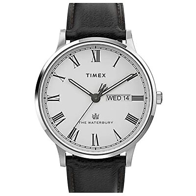#ad Timex Men#x27;s Waterbury Classic Day Date 40mm TW2U88400VQ Quartz Watch Black S... $164.77